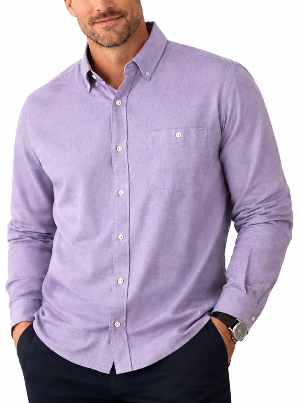 Ted Baker London Laavato Button Up Shirt XXL Lavender Long Sleeve Dress Shirt